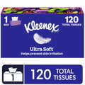 Kleenex Ultra Soft 3-Ply Facial Tissues, 1 Flat Box, 120 Tissues - front package