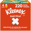 Kleenex Anti-Viral 3-Ply Facial Tissues, 4 Cube Boxes, 55 Tissues per Box - front package